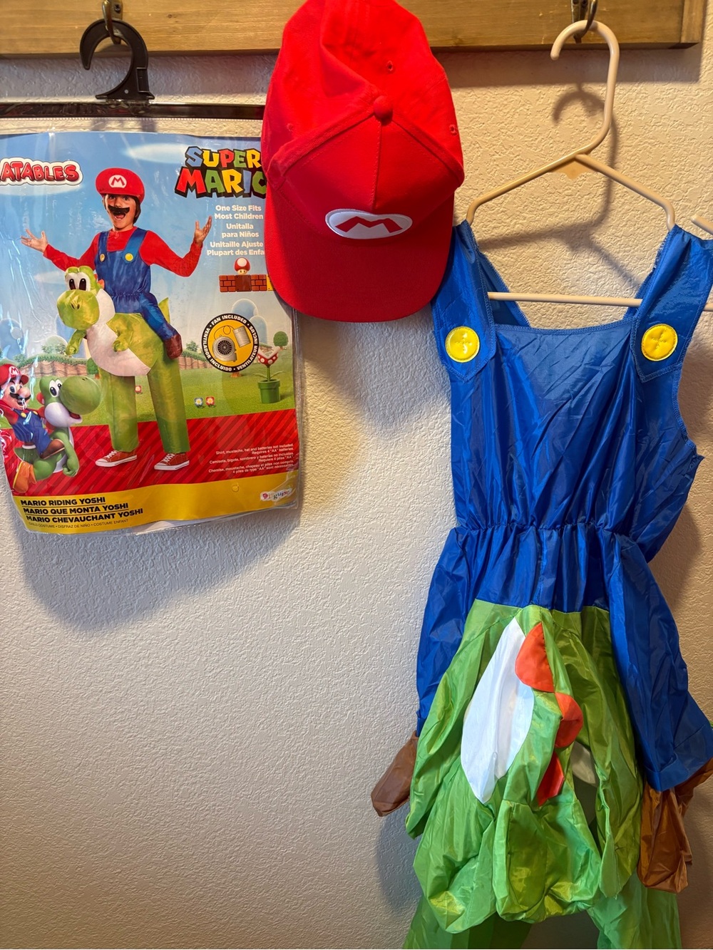 Nintendo Yoshi Kids Costume Dress with Red Mario Hat - Blue & Green